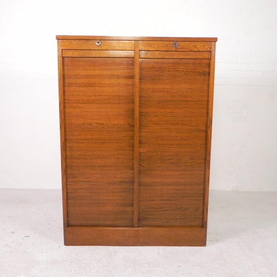 Image 1 of Oak Shutter Cabinet With 2 Shutters, 120 Cm High