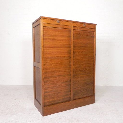 Oak Shutter Cabinet With 2 Shutters, 120 Cm High