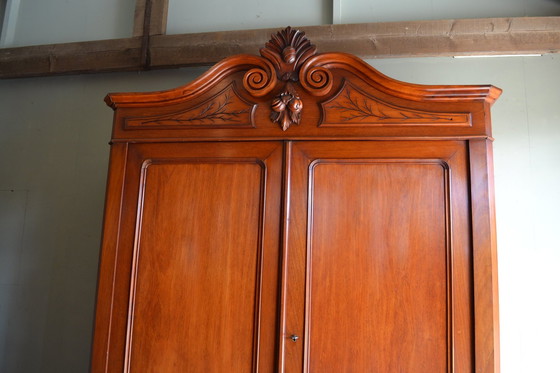 Image 1 of Large Antique Mahogany Crested Cabinet