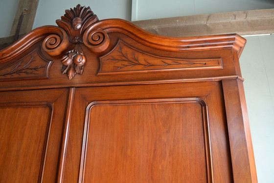 Image 1 of Large Antique Mahogany Crested Cabinet