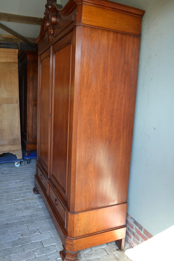 Image 1 of Large Antique Mahogany Crested Cabinet