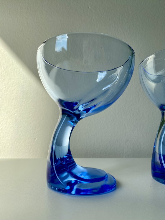 Image 1 of 2x Vintage Bormioli Rocco Jerba Dessert Bowls - Cobalt Blue Glass