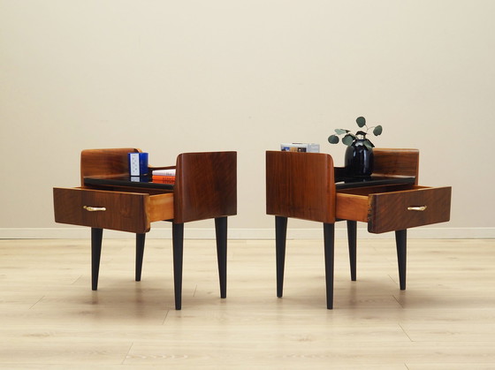 Image 1 of Set Of Walnut Bedside Cabinets, Italian Design, 1960S, Production: Italy