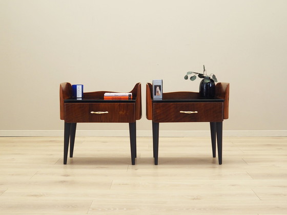 Image 1 of Set Of Walnut Bedside Cabinets, Italian Design, 1960S, Production: Italy