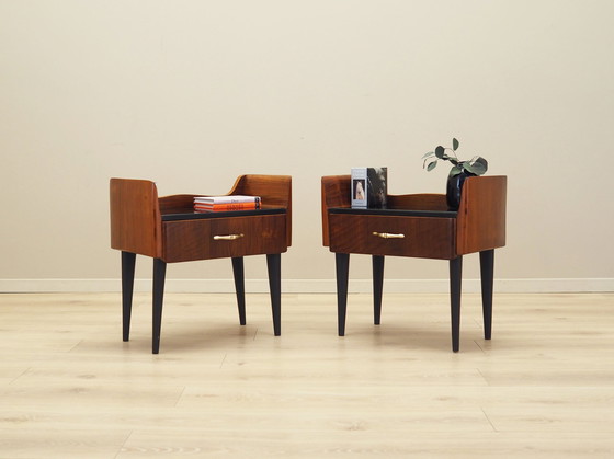 Image 1 of Set Of Walnut Bedside Cabinets, Italian Design, 1960S, Production: Italy