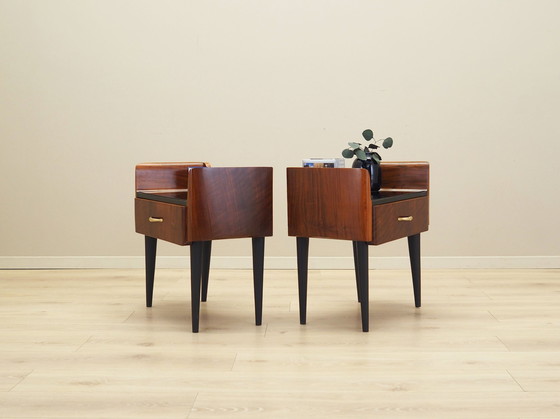 Image 1 of Set Of Walnut Bedside Cabinets, Italian Design, 1960S, Production: Italy