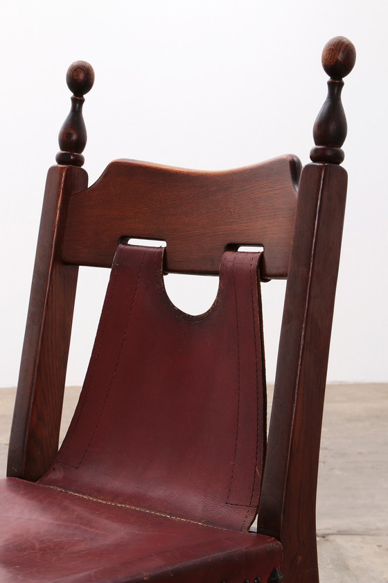 Image 1 of Spanish Chair: Rustic Design with Saddle Leather set of 4