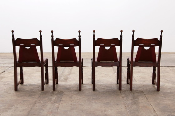 Image 1 of Spanish Chair: Rustic Design with Saddle Leather set of 4