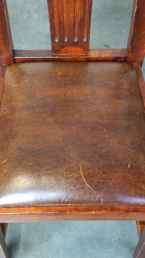 Image 1 of 4 x Sheep leather Art Nouveau designer dining chairs