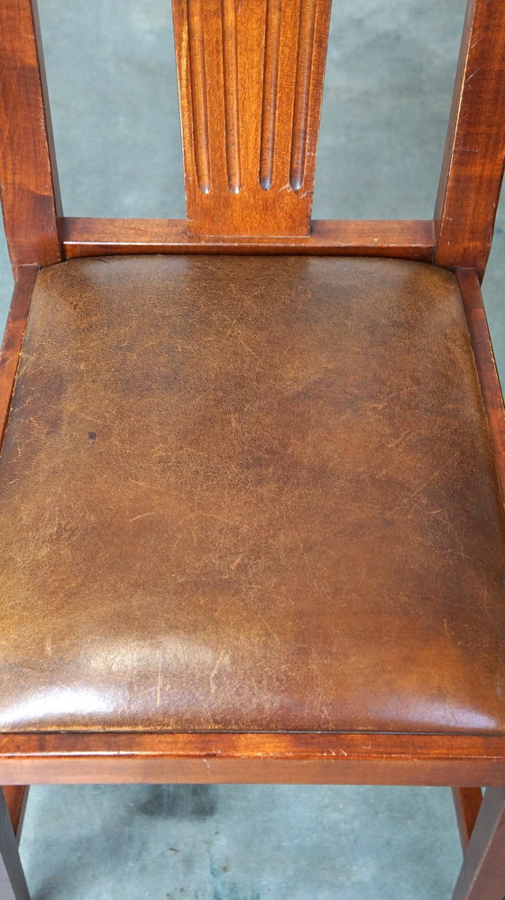 Image 1 of 4 x Sheep leather Art Nouveau designer dining chairs