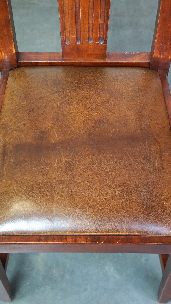 Image 1 of 4 x Sheep leather Art Nouveau designer dining chairs