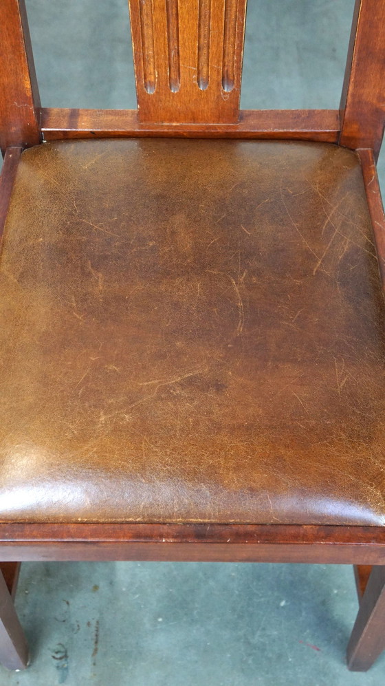 Image 1 of 4 x Sheep leather Art Nouveau designer dining chairs