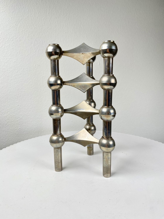 Image 1 of 4 X Stoff Nagel Matt Silver Tone Modular Candle Holders