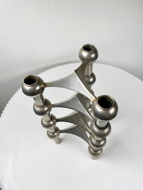 Image 1 of 4 X Stoff Nagel Matt Silver Tone Modular Candle Holders