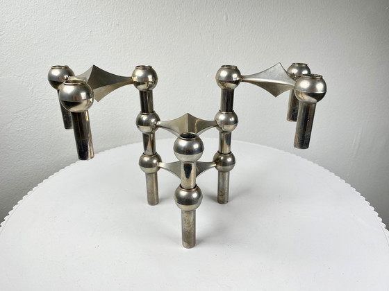 Image 1 of 4 X Stoff Nagel Matt Silver Tone Modular Candle Holders