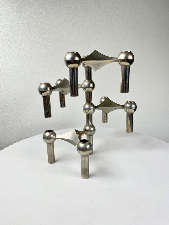 Image 1 of 4 X Stoff Nagel Matt Silver Tone Modular Candle Holders