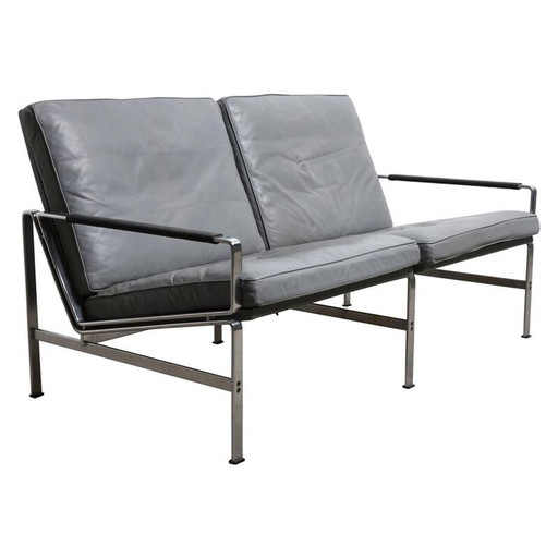 Vintage FK 6720 black leather sofa, Fabricius and Kastholm for Kill International - 1960s