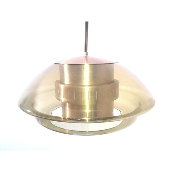 Image 1 of Vintage glass and metal pendant lamp, 1960