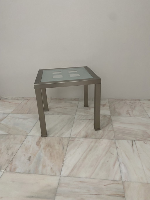 Side Table Stainless Steel With Glass Top