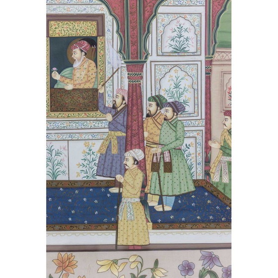 Image 1 of Vintage painting depicting a palatal scene, 1950