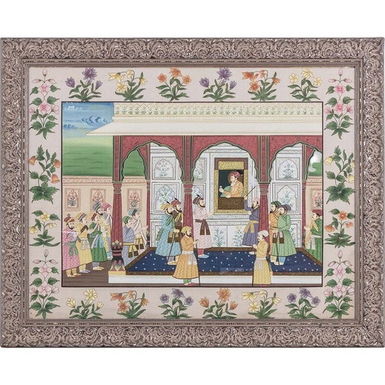 Image 1 of Vintage painting depicting a palatal scene, 1950