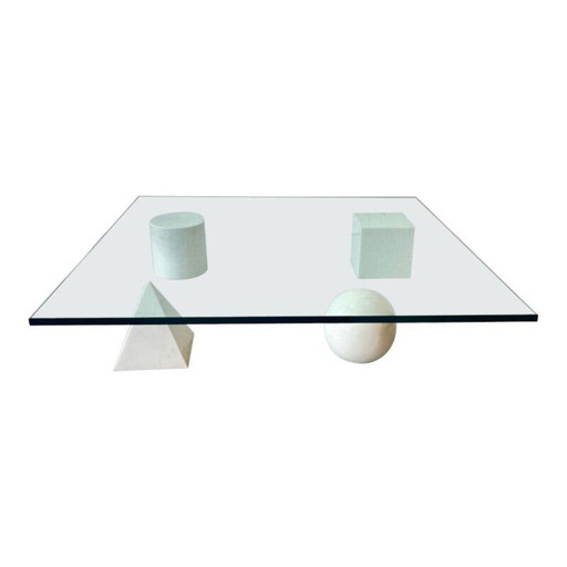 Vintage "Metafora" coffee table in marble and glass by Lella and Massimo Vignelli, Italy 1970