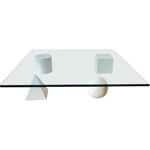 Vintage "Metafora" coffee table in marble and glass by Lella and Massimo Vignelli, Italy 1970