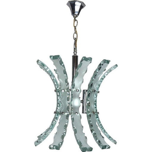 Vintage cut glass chandelier by Zero Quattro, Italy 1970