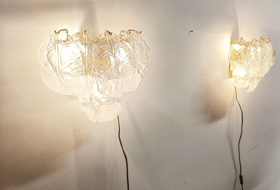 Image 1 of 2x mid century leaf wall lamps