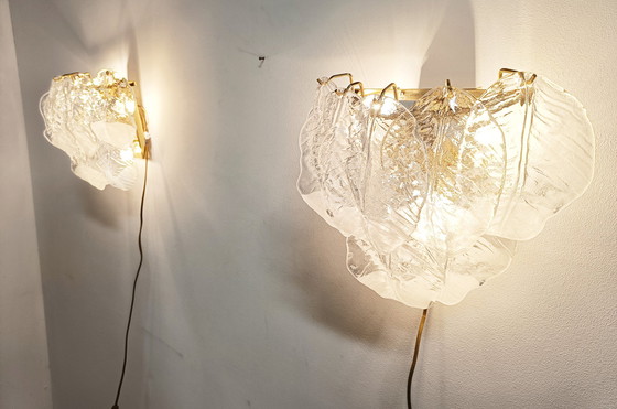 Image 1 of 2x mid century leaf wall lamps