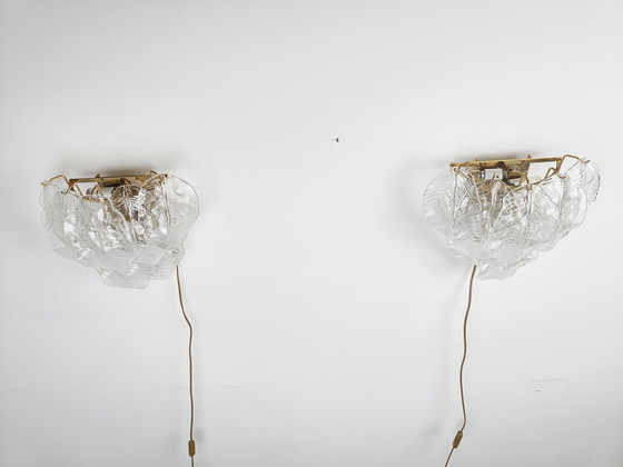 Image 1 of 2x mid century leaf wall lamps