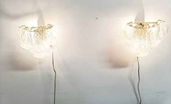 Image 1 of 2x mid century leaf wall lamps