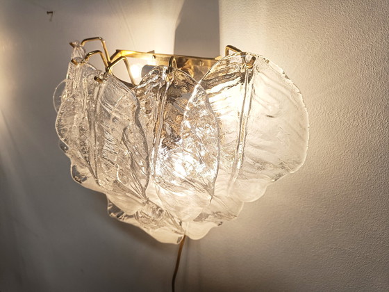 Image 1 of 2x mid century leaf wall lamps