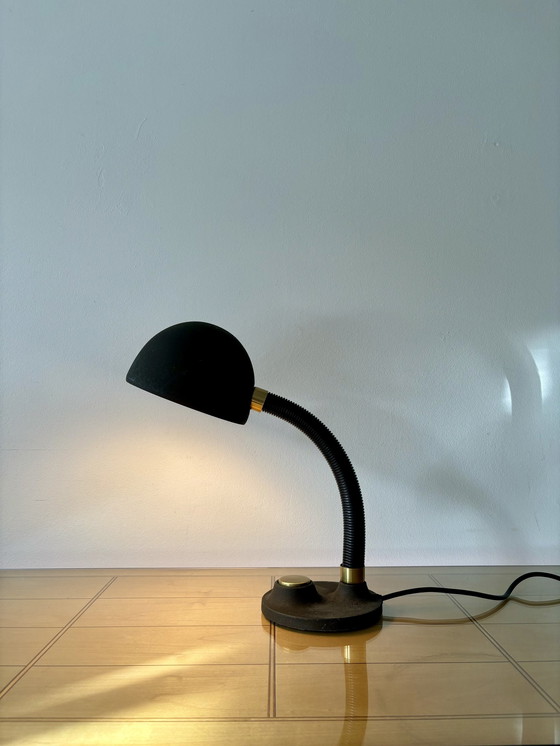 Image 1 of Vintage Table Lamp, Hillebrand, Germany, 1970S, Mid Century, Industrial Design, Bauhaus, Brass, Metal, Vintage Gooseneck Lamp