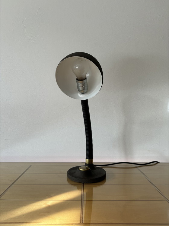 Image 1 of Vintage Table Lamp, Hillebrand, Germany, 1970S, Mid Century, Industrial Design, Bauhaus, Brass, Metal, Vintage Gooseneck Lamp