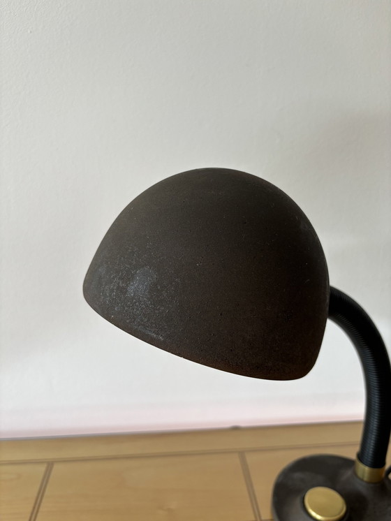 Image 1 of Vintage Table Lamp, Hillebrand, Germany, 1970S, Mid Century, Industrial Design, Bauhaus, Brass, Metal, Vintage Gooseneck Lamp