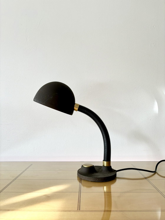 Image 1 of Vintage Table Lamp, Hillebrand, Germany, 1970S, Mid Century, Industrial Design, Bauhaus, Brass, Metal, Vintage Gooseneck Lamp