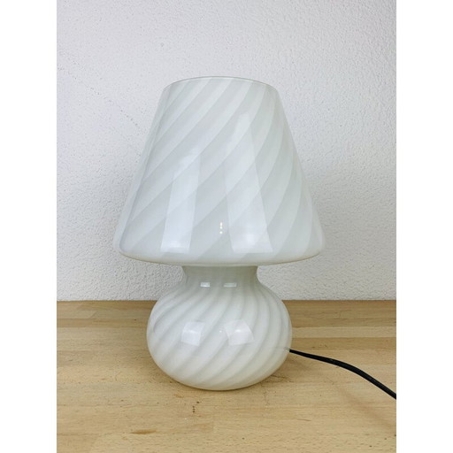 Vintage white Murano glass mushroom lamp, 1970