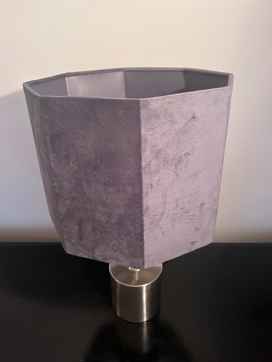 Image 1 of Brushed Steel Lamp Attributed To Barbier