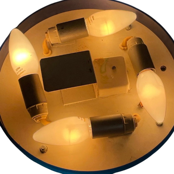 Image 1 of Egon Hillebrand - German made space age design mirror with backlighting - Large model in great condition - Pressed glass