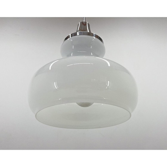 Image 1 of Vintage pendant lamp in chrome and milk glass, Czechoslovakia 1970