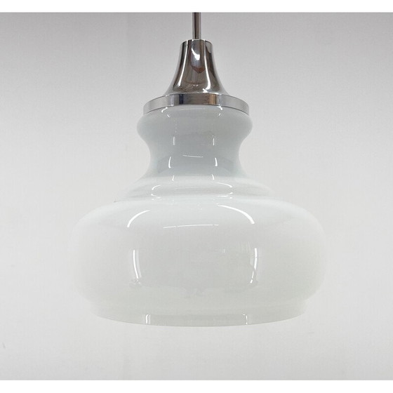 Image 1 of Vintage pendant lamp in chrome and milk glass, Czechoslovakia 1970