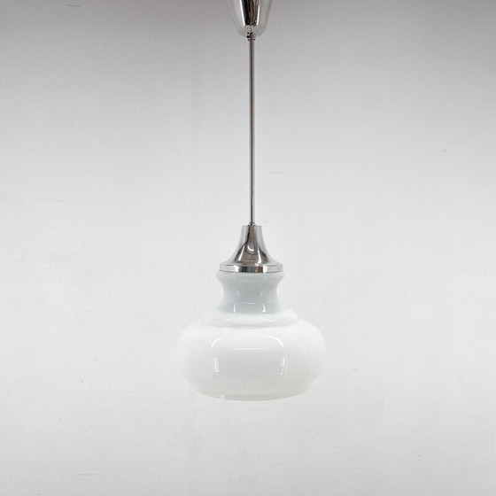 Image 1 of Vintage pendant lamp in chrome and milk glass, Czechoslovakia 1970
