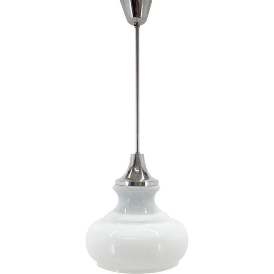 Image 1 of Vintage pendant lamp in chrome and milk glass, Czechoslovakia 1970