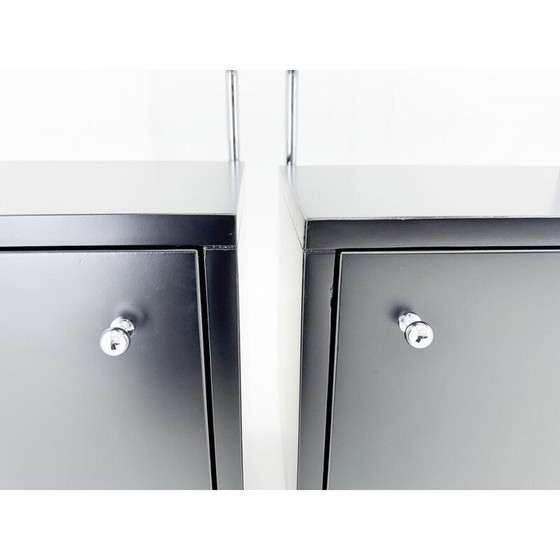 Image 1 of Pair of vintage Art Deco bedside tables in wood and glass, Czechoslovakia
