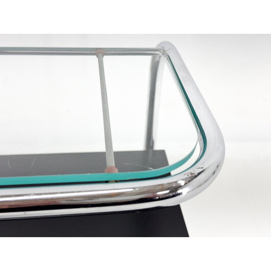 Image 1 of Pair of vintage Art Deco bedside tables in wood and glass, Czechoslovakia