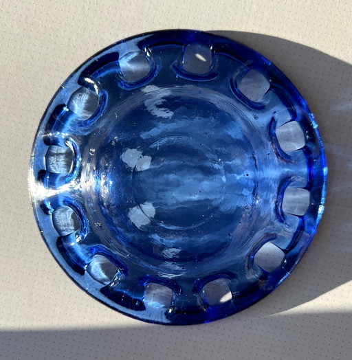 Ciotola in vetro blu cobalto vintage