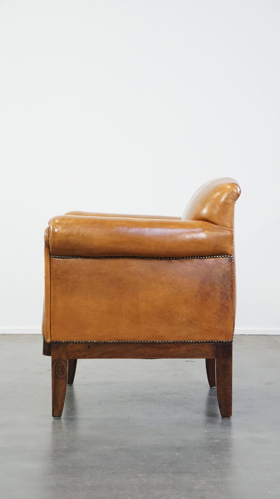 Image 1 of Art Deco Sheepskin Leather Armchair