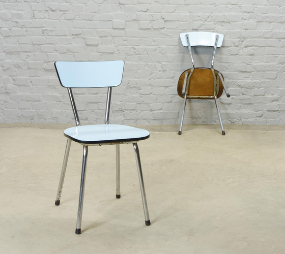 Image 1 of Set of Two Baby Blue Vintage Design Brabantia Kitchen Chairs, The Netherlands, 1960s. Ref. CH220-1