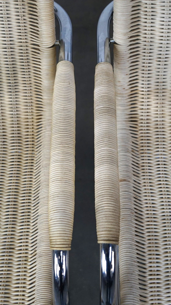 Image 1 of 2 x Chaise design vintage par Franco Albini pour Tecta. Chrome et canne